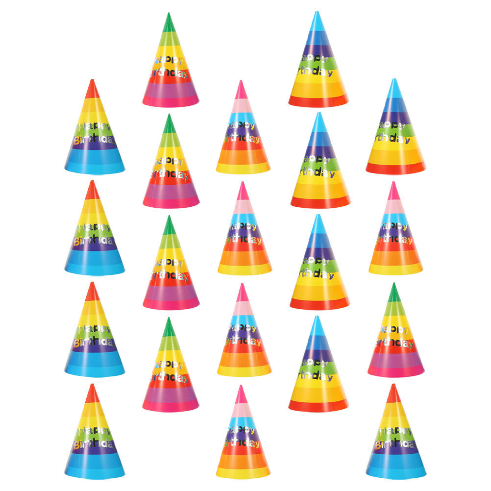 Party Hat Cone - 36 sztuk kolorowych papierowych czapek stożkowych