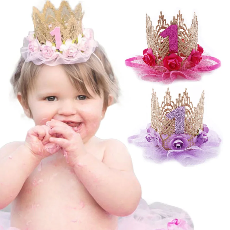 1st Birthday Crown Hat Flower  – Party Hat Cone recenzja i cena